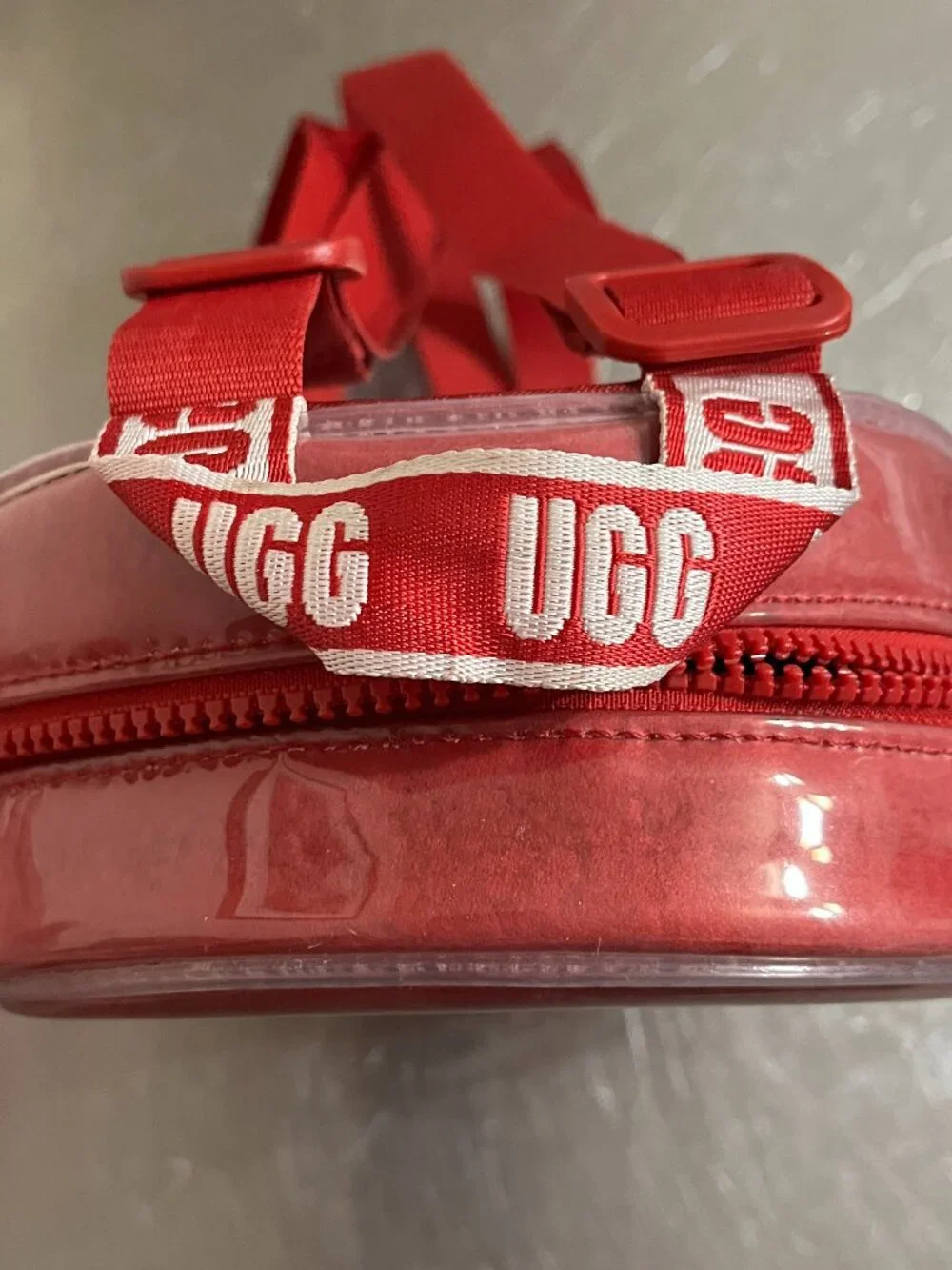 UGG Dannie II Mini Backpack Clear Red Fuzzy Interior Bag
